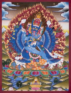 Yamantaka With Consort Thangka | Yab Yum |Uniting Wisdom and Compassion | Tibetan Buddhist